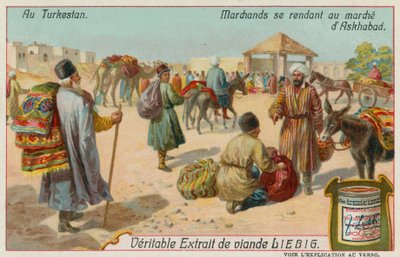 Händler auf dem Weg zu einem Markt in Aschgabat in Turkmenistan von European School