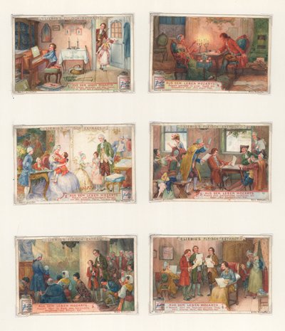 Originalkunstwerk für ein Set von Liebig-Karten: Das Leben von Mozart von European School