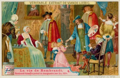 Rembrandt malt das Bild von Jan Six von European School
