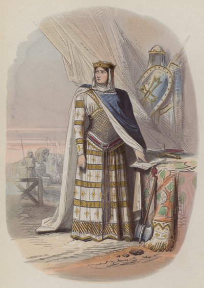 Richilde, Gräfin von Hennegau, Gräfin und Regentin von Flandern (kolorierte Gravur) von European School