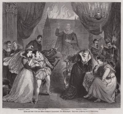 Szene aus Akt III des deutschen Dramatikers Albert Lindners Tragödie Die Bluthochzeit von European School