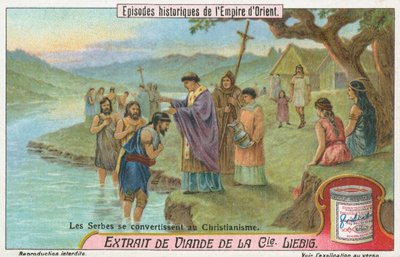 Serben zum Christentum bekehrt, Liebig-Karte, frühes 20. Jahrhundert von European School