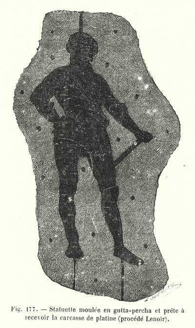 Statuette aus Guttapercha, bereit zur Aufnahme des Platinskeletts, Verfahren Lenoir von European School