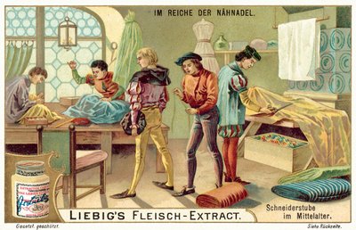 Schneiderwerkstatt im Mittelalter von European School