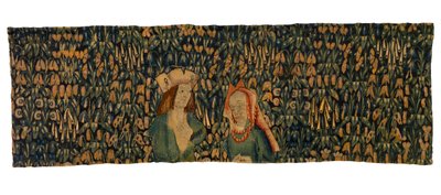 Mille-fleurs-Wandteppichfragment, Darstellung eines Paares von European School