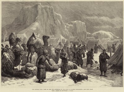 Der Afghanische Krieg, Lager der 3. Goorkhas im Schnee bei Sultan Mohammed (Stich) von European School