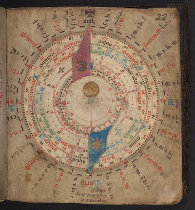 Volvelle aus einem astronomischen Kalender mit Mond- und anderen Tabellen, Egerton MS 848 von European School