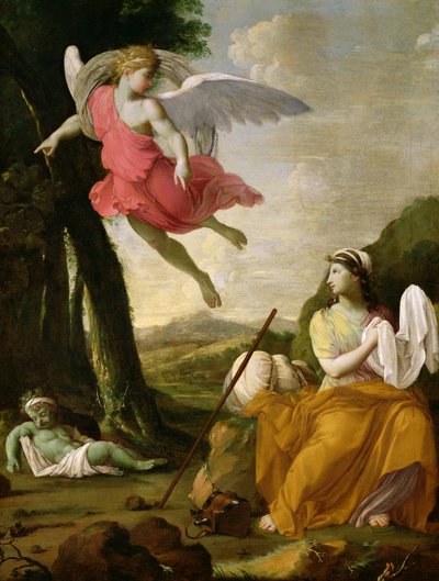 Hagar und Ismael werden vom Engel gerettet, ca. 1648 von Eustache Le Sueur