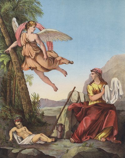 Hagar und der Engel in der Wüste von Eustache Le Sueur