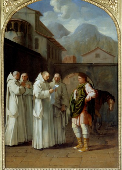 Der heilige Bruno (1030-1101), Gründer des Kartäuserordens, erhält eine Botschaft von Papst Urban II von Eustache Le Sueur