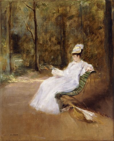 Auf einer Bank sitzen, ca. 1848 von Eva Gonzalès