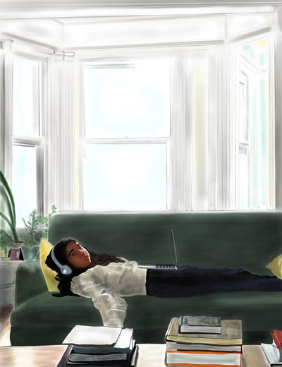 Ava auf der Couch, Brooklyn von Evan Sklar
