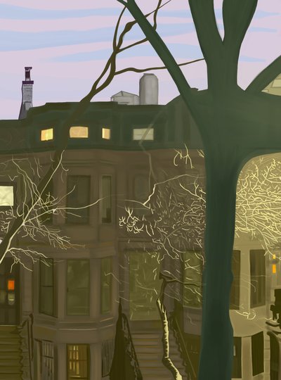 Brownstone bei Nacht von Evan Sklar