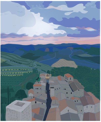 Kleines Dorf in der Toskana, 2015 von Evan Sklar
