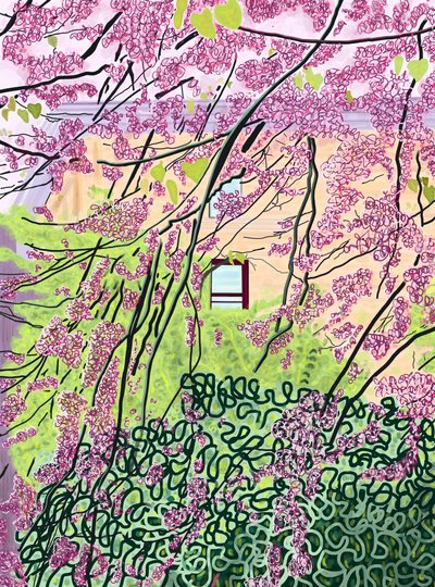Frühlingsbäume und Wohngebäude, Prospect Park von Evan Sklar