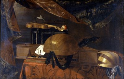 Musikinstrumente. Gemälde von Evaristo Baschenis (1617 - 1677) von Evaristo Baschenis