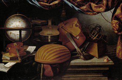 Stillleben mit Musikinstrumenten, Globus und Armillarsphäre, 17. Jahrhundert von Evaristo Baschenis