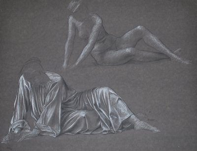 Doppelstudie für Earthbound - liegende weibliche Figur, 1897 von Evelyn De Morgan