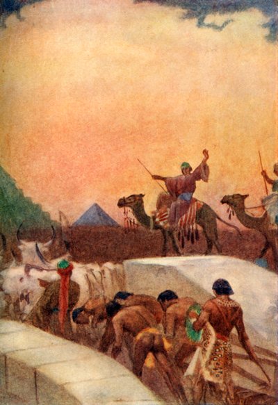 Transport von Steinblöcken für die Pyramiden, 1915 von Evelyn Paul
