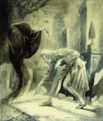 Der Geist der zukünftigen Weihnacht: Ebeneezer Scrooge von Everett Shinn