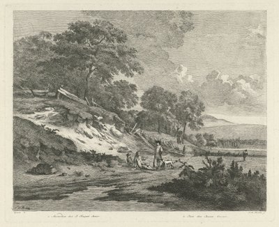 Dünenlandschaft mit ruhenden Jägern von F.W. Musculus
