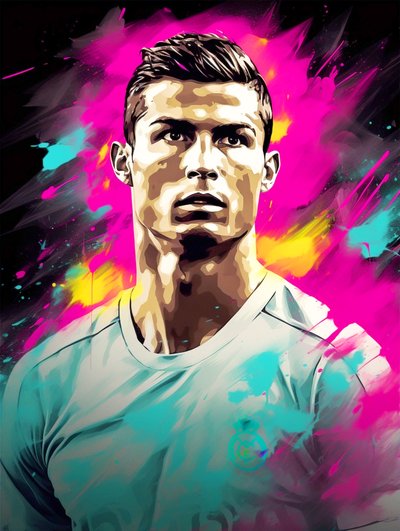 Abstraktes Acrylgemälde von Cristiano Ronaldo von F. Abderrahim