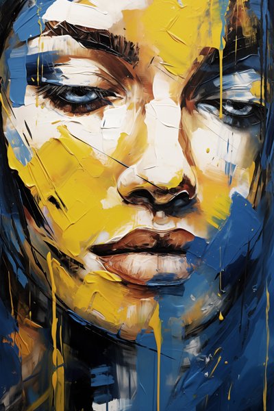 Abstraktes weibliches Gesicht (Acryl auf Leinwand) von F. Abderrahim