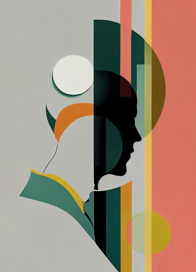 Abstraktes minimalistisches Männerporträt, schöne Farben von F. Abderrahim