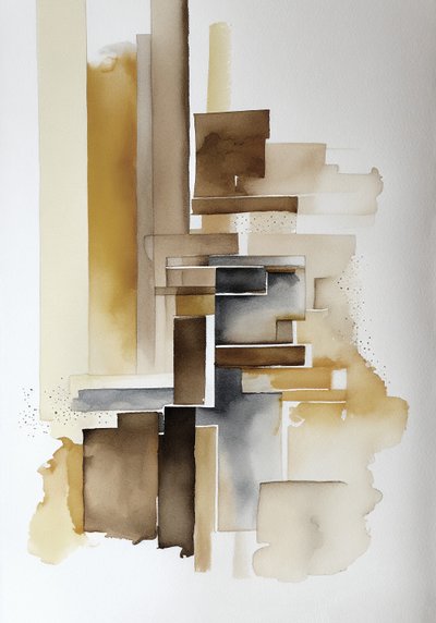 Abstrakte Aquarellmalereien, ideal für stilvolle Wanddekoration von F. Abderrahim