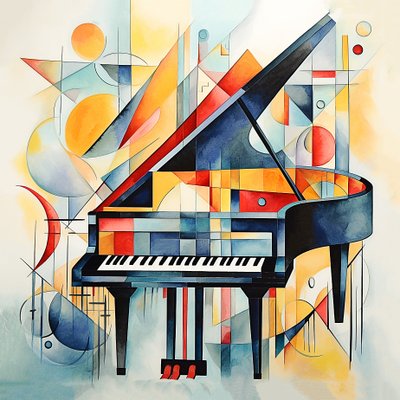 Kandinsky abstrakter Stil, abstrakte Klaviertasten, Wanddekoration für Flur und Wohnzimmer von F. Abderrahim