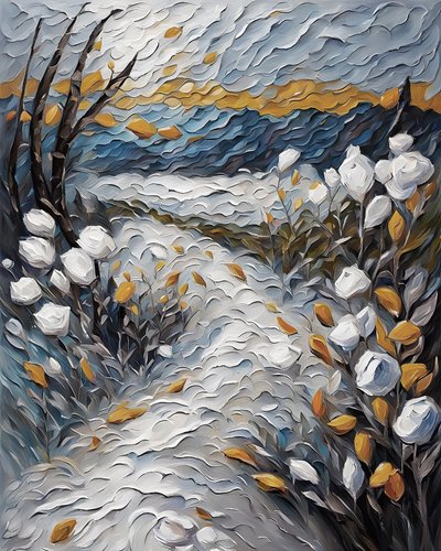 Naturszene, Berggipfel, Blumenlandschaft von F. Abderrahim