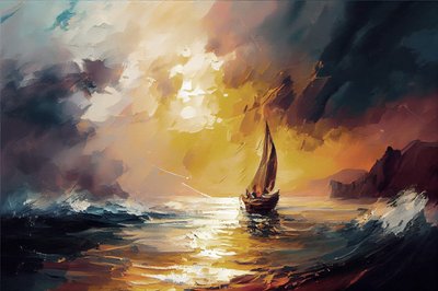 Segelboot im roten Sonnenuntergang von F. Abderrahim