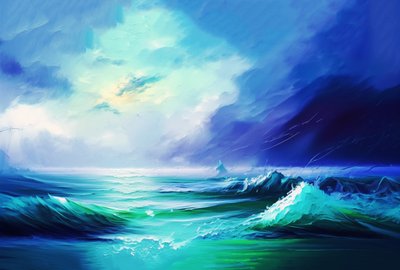 Abstraktes Gemälde Meereslandschaft Pastellfarben, Leinwand- & Wandkunstdrucke online von F. Abderrahim