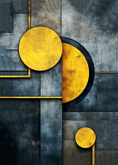 Kakophonie abstrakter geometrischer Formen, Wandkunstdruck von F. Abderrahim