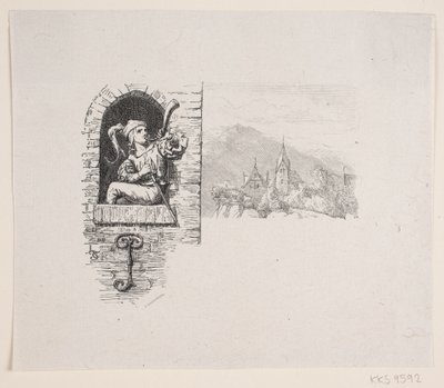 Vignette zu J. P. Jacobsens Gedicht, "Der Page hoch auf dem Turm saß" von F. Hendriksen