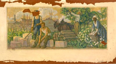 Studie zum Wandgemälde Überfluss von heute, Clarksville, Tennessee Post Office, ca. 1937-1938 von F. Luis Mora