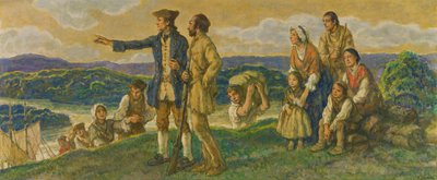 Ankunft von Colonel John Donaldson (Entwurf für Wandgemälde) von F. Luis Mora