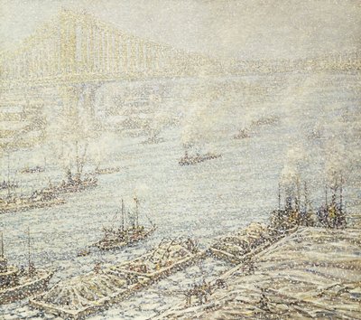 East River, New York, Winter, ca. 1915 von F. Usher de Voll