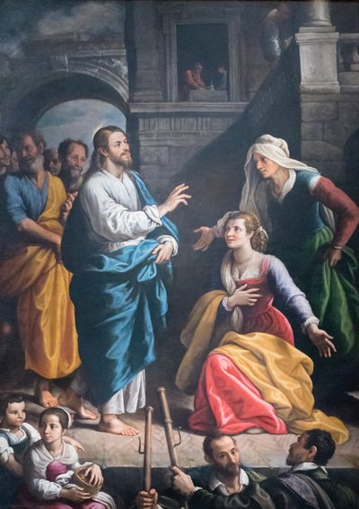 Christus zu Gast im Haus von Martha und Maria von Fabrizio Santafede