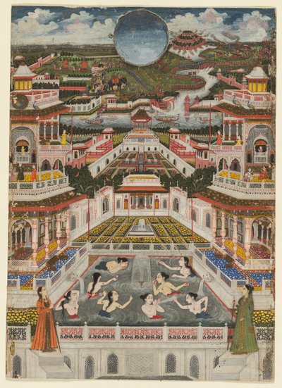 Frauen baden vor einem architektonischen Panorama, um 1765 von Fayzullah Fayzullah