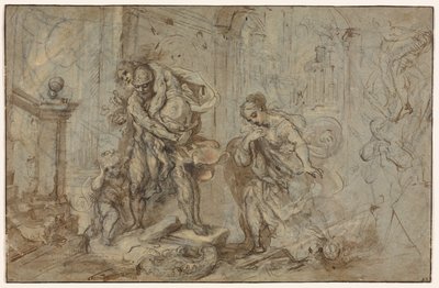 Aeneas rettet Anchises beim Fall von Troja von Federico Barocci