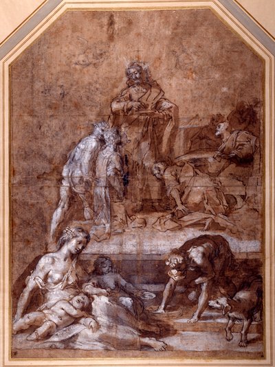 Religiöse Allegorie, das Sammeln des Manna und die Einsetzung der Eucharistie von Federico Fiori Barocci or Baroccio