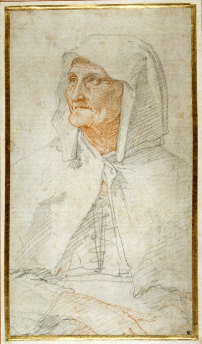 Eine alte Dame sitzt, Halbfigur von Federico Zuccaro