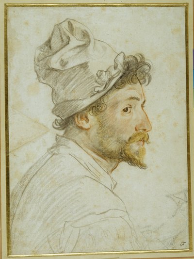 Kopf und Schultern eines bärtigen Mannes mit Mütze von Federico Zuccaro