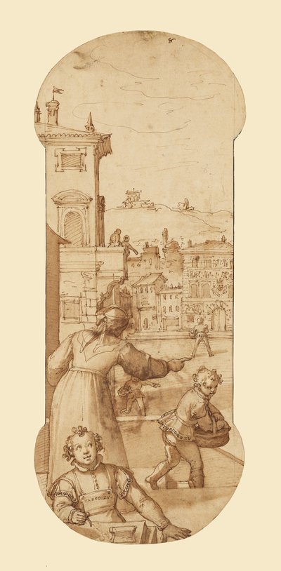 Taddeo von der Frau des Kalabresen auf einen Botengang geschickt von Federico Zuccaro