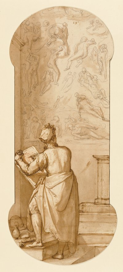 Taddeo in der Sixtinischen Kapelle zeichnet Michelangelos 