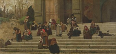 Die Armen auf den Stufen des Klosters Ara Coeli in Rom, 1872 von Federigo Zandomeneghi