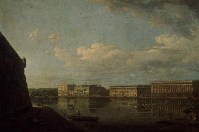 Ansicht des Palastkais von der Festung St. Peter und Paul, 1794 von Fedor Yakovlevich Alekseev