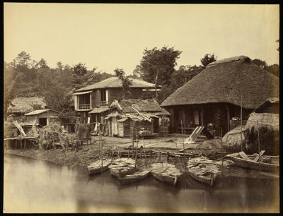 Japanisches Häuschen am Bach Yokohama von Felice Beato