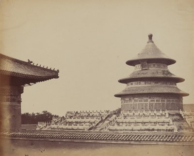Himmelstempel vom Ort, an dem die Priester verbrannt werden, in der chinesischen Stadt, Oktober 1860 von Felice Beato